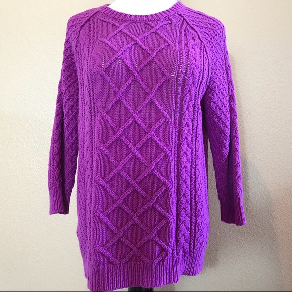 Ann Taylor LOFT Purple Cable Knit Sweater - Picture 1 of 5